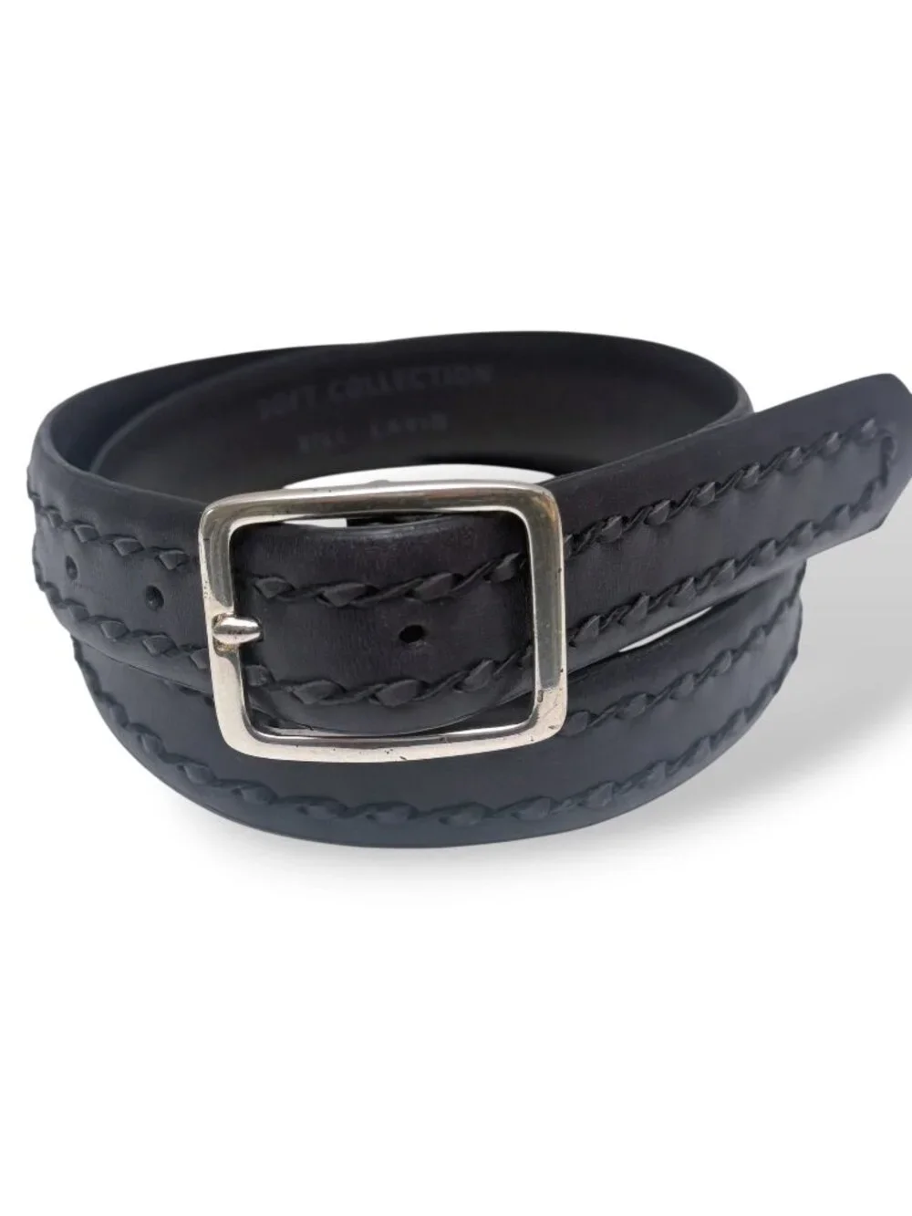 Bill Lavin Mens Belt Size 38 Calfskin Leather Dark Brown Woven Soft Collection